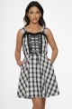 10090 Black White Plaid Dress