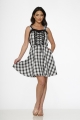 10090 Black White Plaid Dress