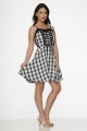 10090 Black White Plaid Dress