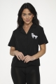 37100 Black White Poodle Top