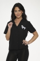 37100 Black White Poodle Top