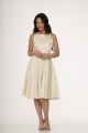 21920 Beige White Polka Dot Swing Dress