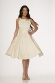21920 Beige White Polka Dot Swing Dress