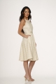 21920 Beige White Polka Dot Swing Dress