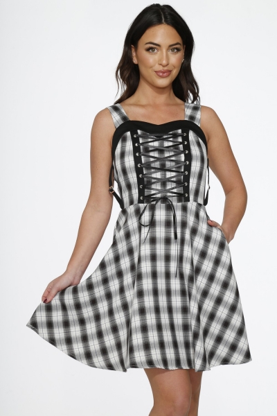 10090 Black White Plaid Dress