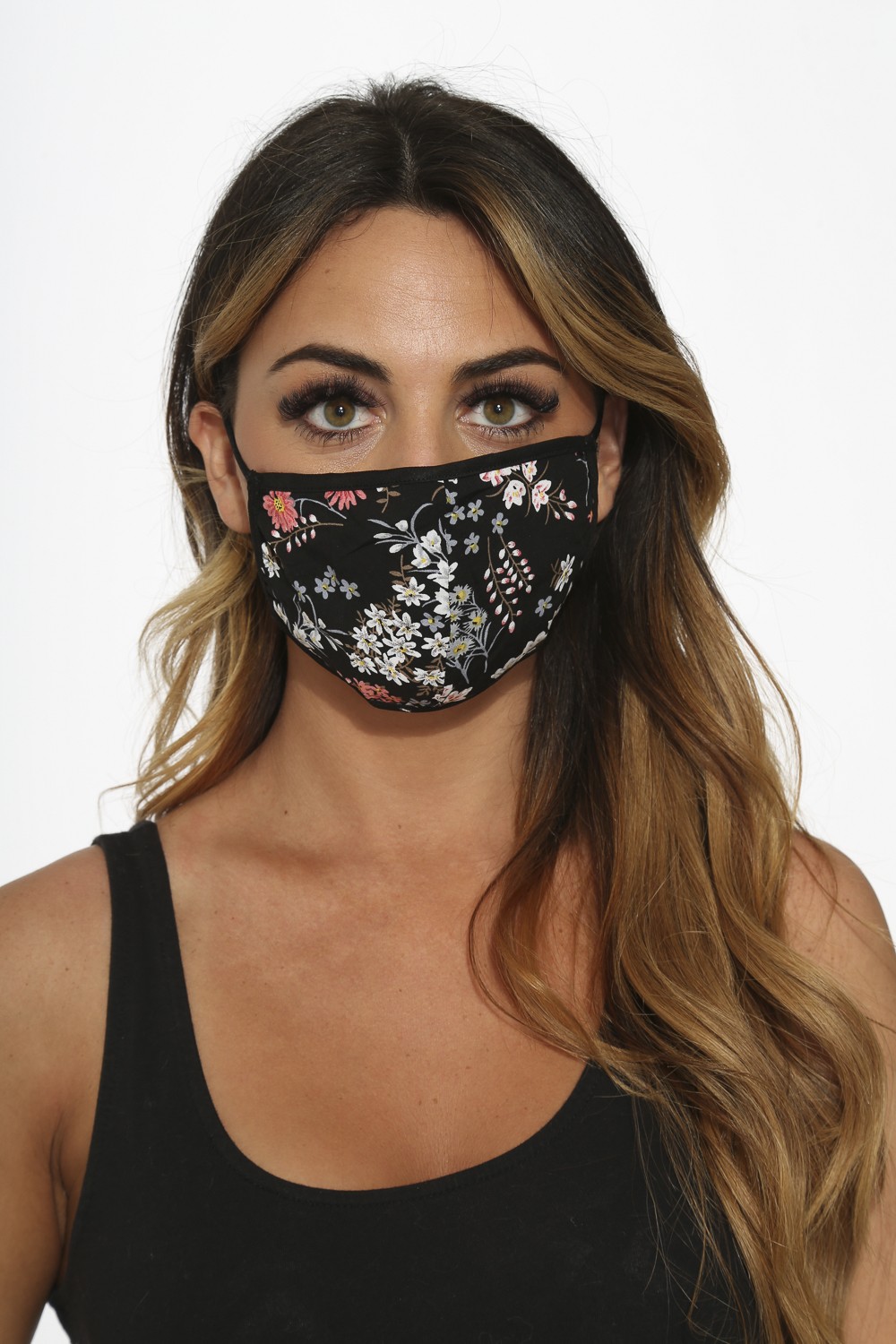 120170 Black Pink Floral Mask - Orchid Bloom