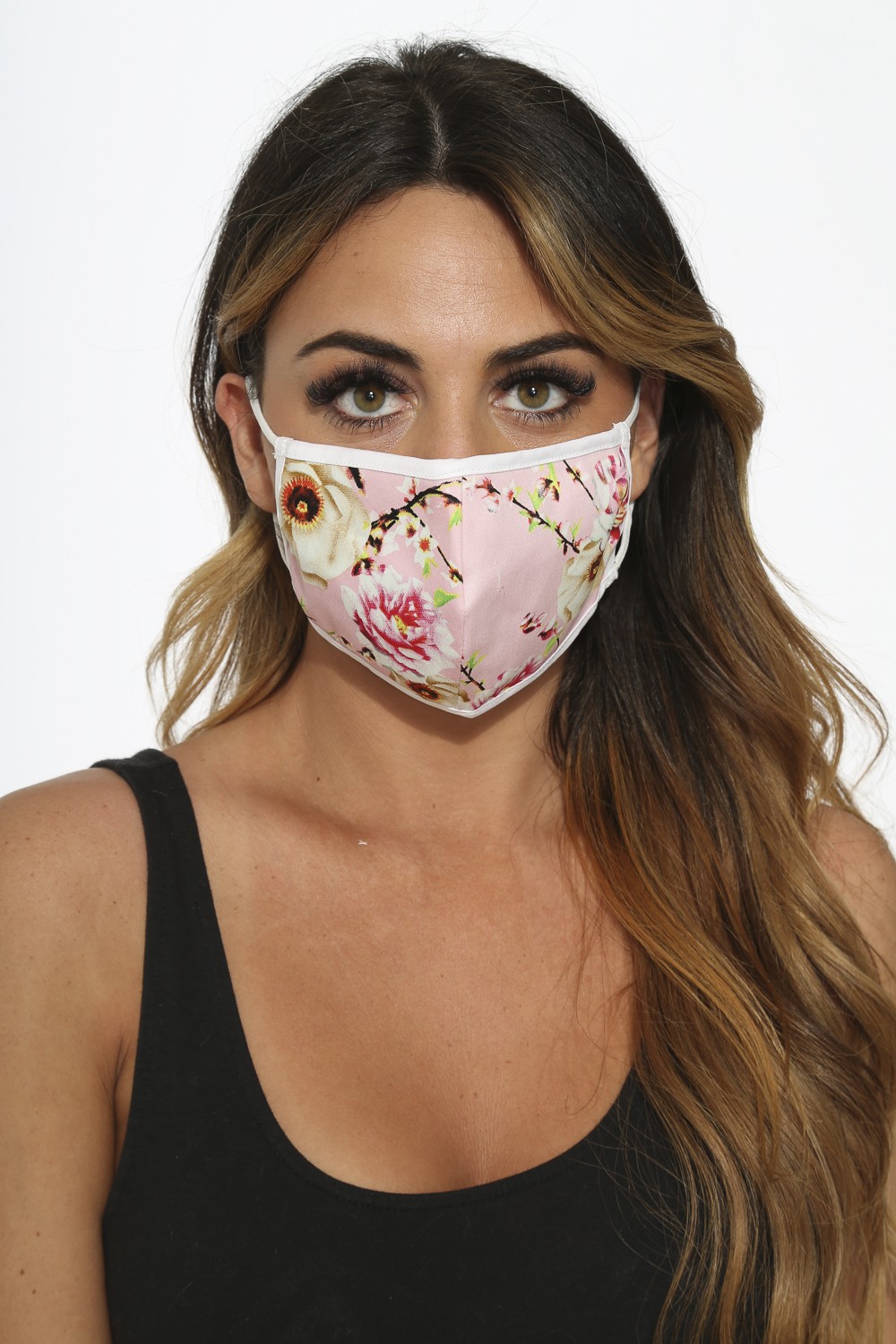 120910 Pink Floral Mask - Orchid Bloom
